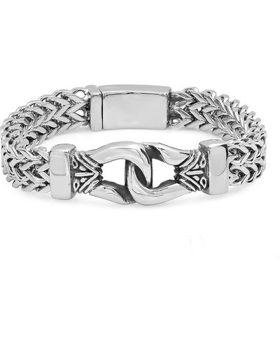HMY Jewelry Stainless Steel Double Chain Bracelet - Metallic