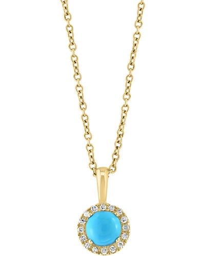 Effy 14k Yellow Gold Turquoise & Diamond Pendant Necklace - Blue