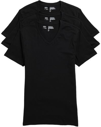 Nordstrom Stretch Cotton Trim Fit V-neck T-shirt - Black