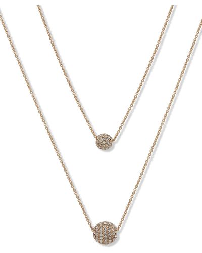 DKNY Crystal Pavé Layered Chain Necklace - White