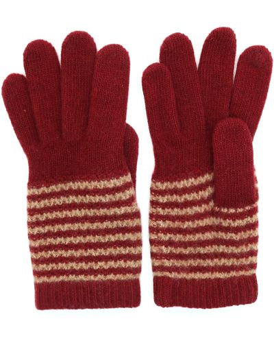 Portolano Cashmere Striped Gloves - Red