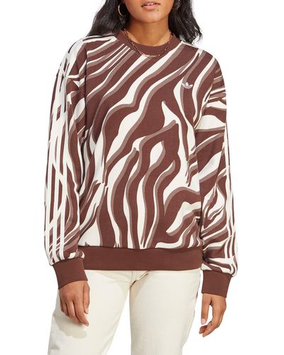 adidas Originals Abstract Animal Print Sweatshirt - Brown