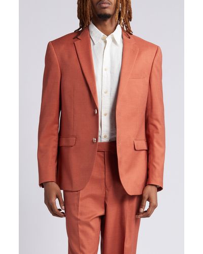 TOPMAN Single Breasted Suit Jacket - Orange
