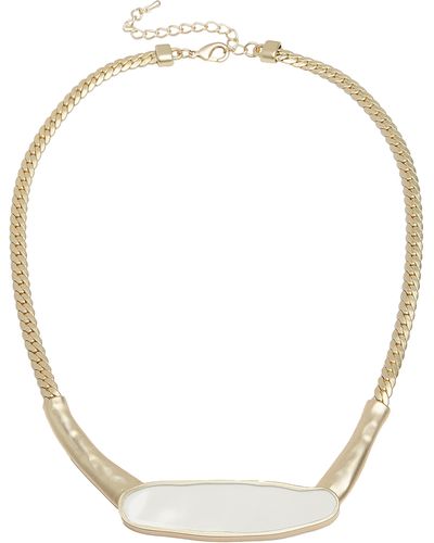 Saachi Herringbone Chain Plated Collar Necklace - White