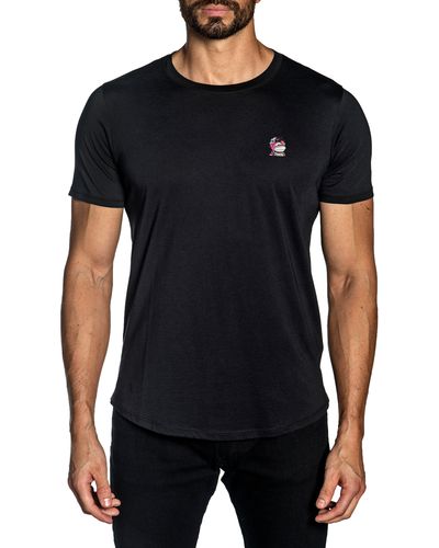 Jared Lang Cotton Embroidered Chest T-shirt - Black