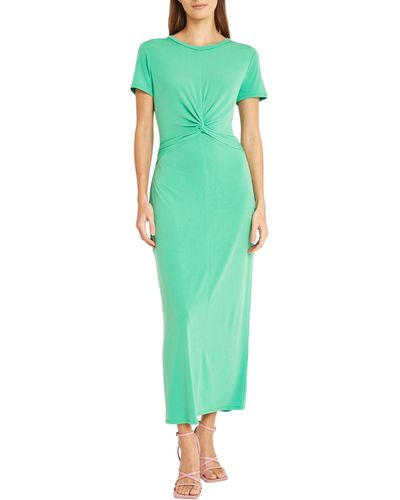 DONNA MORGAN FOR MAGGY Twist Front Short Sleeve Maxi Dress - Green