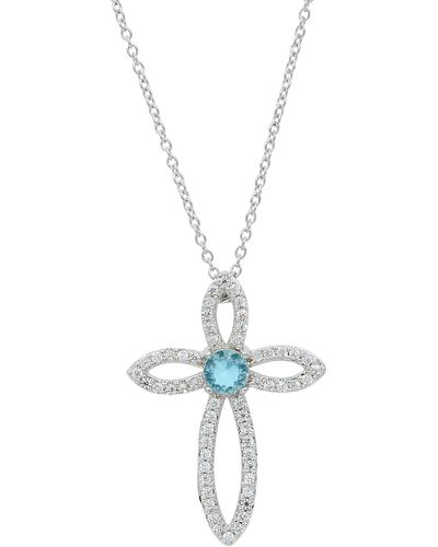 Savvy Cie Jewels Cz Cross Pendant Necklace - Blue