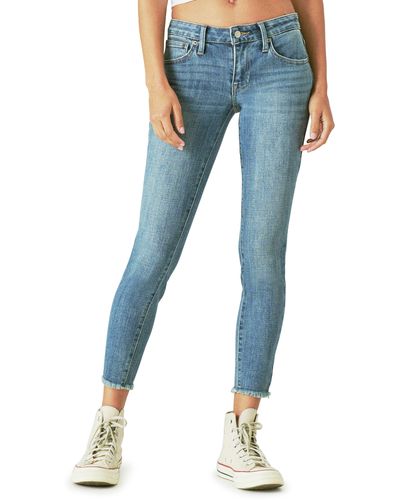 Lucky Brand Lolita Fray Hem Ankle Crop Skinny Jeans - Blue