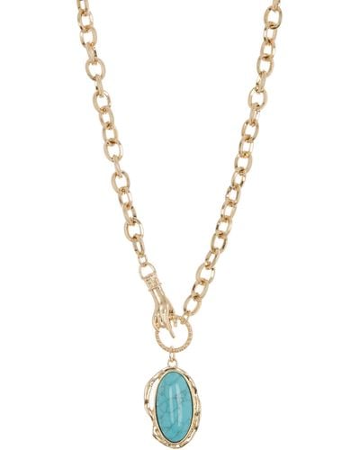 Melrose and Market Imitation Turquoise Hand Charm Pendant Necklace - Blue