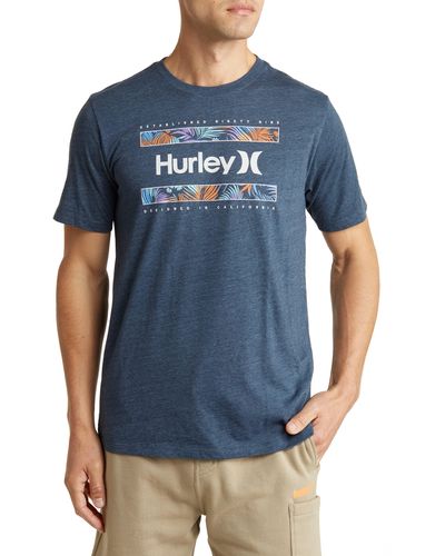 Hurley Everyday Pacific Barred Graphic T-shirt - Blue