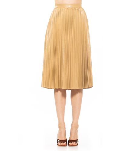 Alexia Admor Luca High Waist Pleated Faux Leather Skirt - Natural