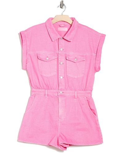 Blank NYC Garment Dye Cotton Romper - Pink