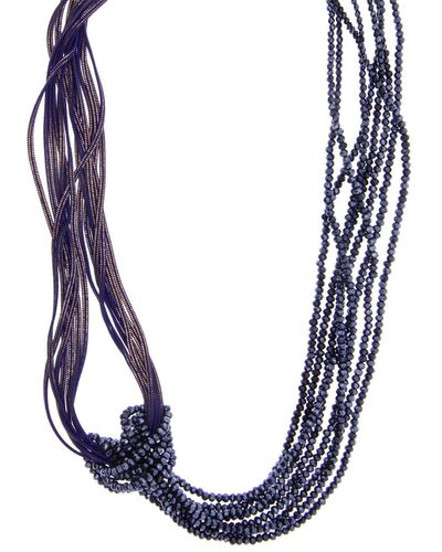 Saachi Knotted Chain Layered Statement Necklace - Blue