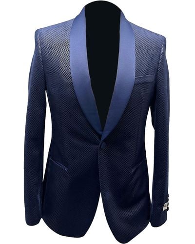 Ike Behar Velvet Shawl Collar One-button Jacket - Blue