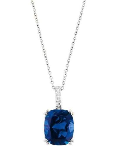 Effy 14k White Gold Lab Created Sapphire & Lab Created Diamond Pendant Necklace - Blue