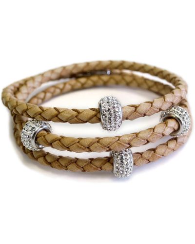 Liza Schwartz Bedazzle Triple Wrap Premium Leather Bracelet - Metallic