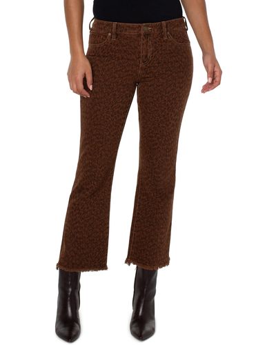 Liverpool Los Angeles Hannah Frayed Crop Flare Jeans - Brown