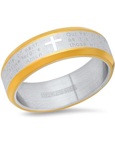 HMY Jewelry Two-tone Stainless Steel Lord's Prayer Ring - White