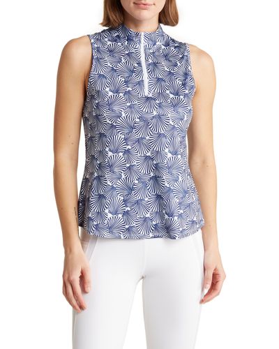 X By Gottex Mock Neck Tank Top - Blue