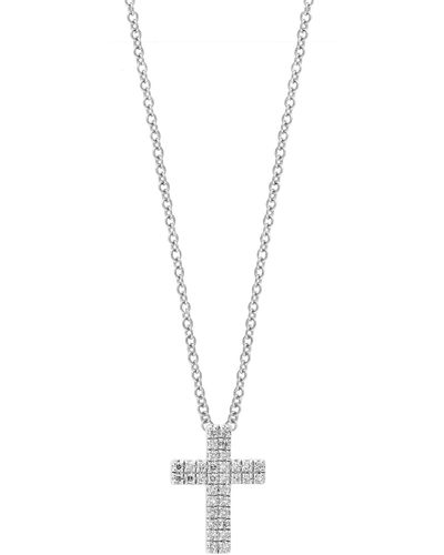 Effy Sterling Silver Pavé Diamond Cross Pendant Necklace - White