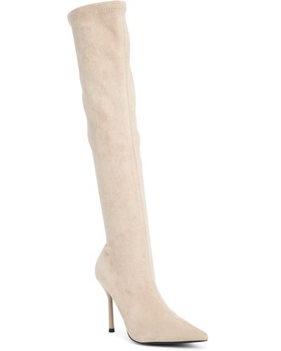 Jeffrey Campbell Morina Tall Boot In Ivory Suede At Nordstrom Rack - White