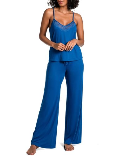 In Bloom Lace Camisole Pajamas - Blue