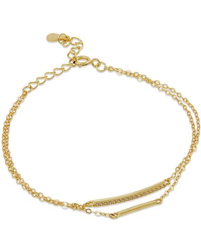 Savvy Cie Jewels Cz Double Bar Chain Bracelet - Metallic