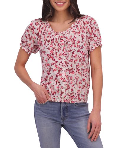 Lucky Brand Ditsy Floral Top - Red