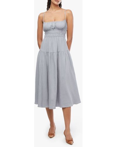 WeWoreWhat Scrunchie Linen Blend Midi Dress - Gray