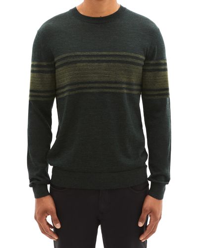 Robert Barakett Swanson Engineered Stripe Wool Sweater - Black