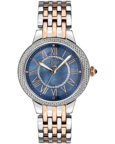 Gv2 Astor Ii Diamond Mop Dial Bracelet Watch - Blue