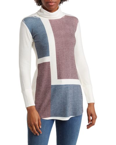Go Couture Turtleneck High-low Sweater - Blue