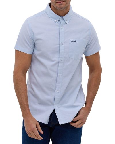 Bench Bowdon Short Sleeve Oxford Cotton Button-up Shirt - Blue