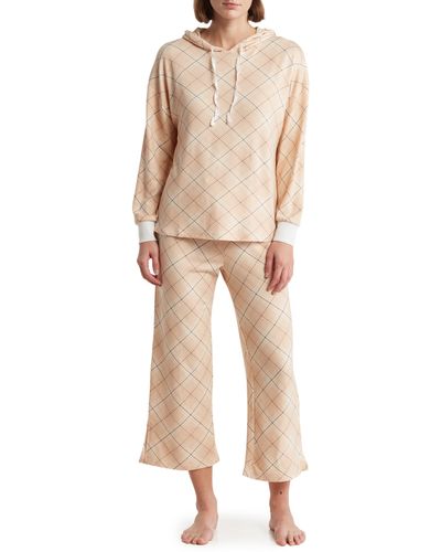 Anne Klein Diamond Long Sleeve Shirt & Pants Two-piece Pajama Set - Natural