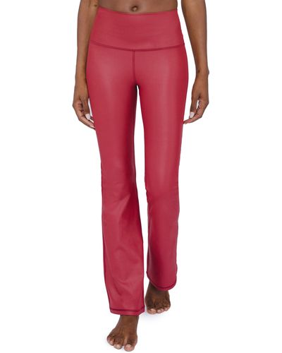 90 Degrees Faux Leather Yoga Pants - Red