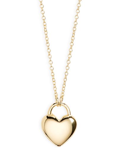 Nordstrom Demi Fine Puff Heart Locket Necklace - Metallic