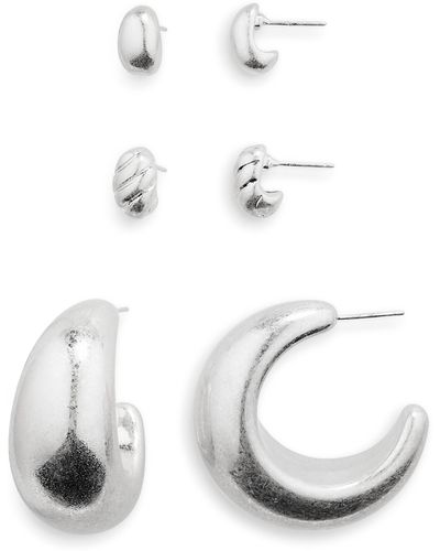 Tasha Pack Of 3 Matte Earrings - White