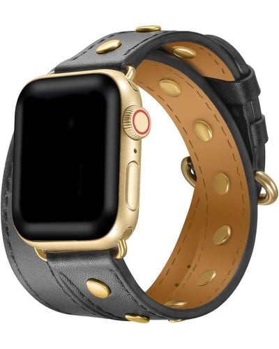 The Posh Tech Leather Wrap Strap For Apple Watch® - Black