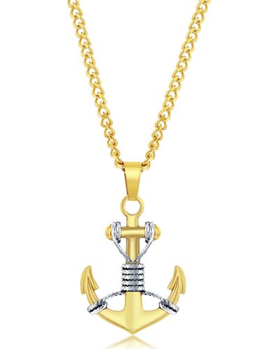 Black Jack Jewelry Oxidized Anchor Pendant Necklace - Metallic