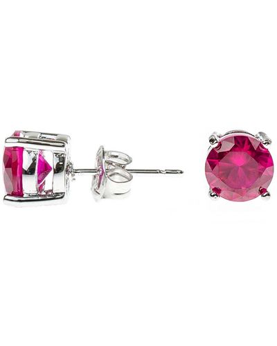 CZ by Kenneth Jay Lane Round Cut Cubic Zirconia Stud Earrings - Red