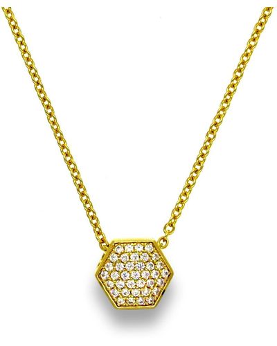 Liza Schwartz Pave Cz Pendant Necklace - Metallic