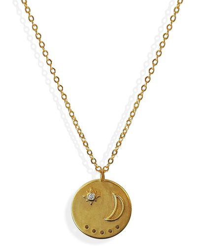Liza Schwartz Moonlight Cz Coin Pendant Necklace - Metallic