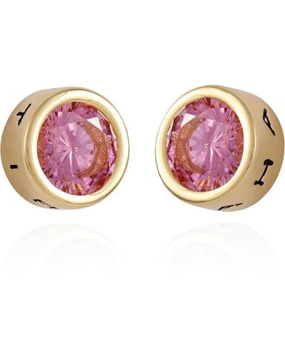 T Tahari Bezel Crystal Stud Earrings - Pink