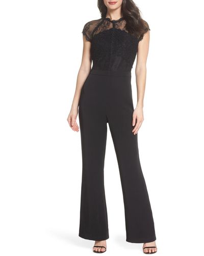 Harlyn Lace Illusion Top Jumpsuit - Black