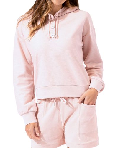 Threads For Thought Tanisha Hooded Henley Pullover - Pink