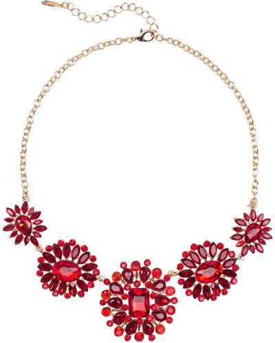 Tasha Crystal Medallion Collar Necklace - Red