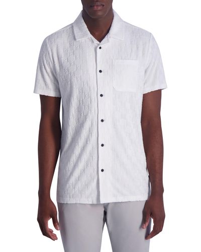 Karl Lagerfeld Logo Jacquard Button-up Shirt - White