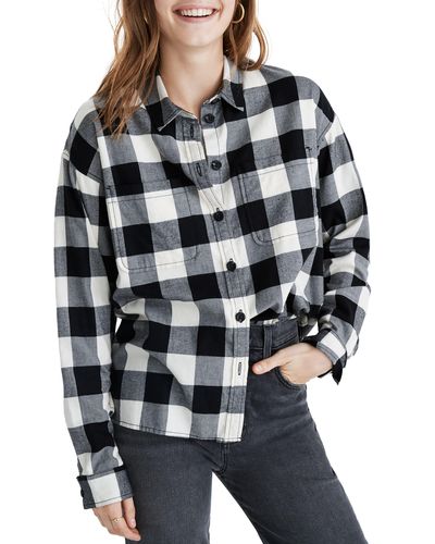 Madewell Buffalo Check Flannel Shirt Jacket - Gray