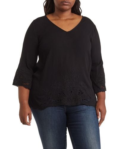 Forgotten Grace Cutout Embroidered Blouse - Black
