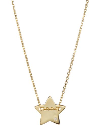 Adornia 14k Yellow Gold Plated Diamond Detail Star Charm Necklace